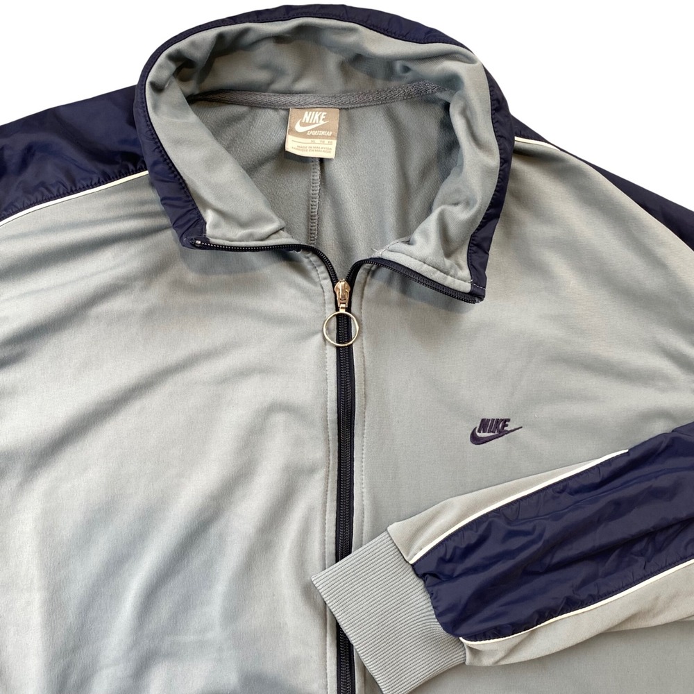 Vintage 2000 Nike Sportswear Track Jacket Mens XL Gray Navy 330134 400 Y2K